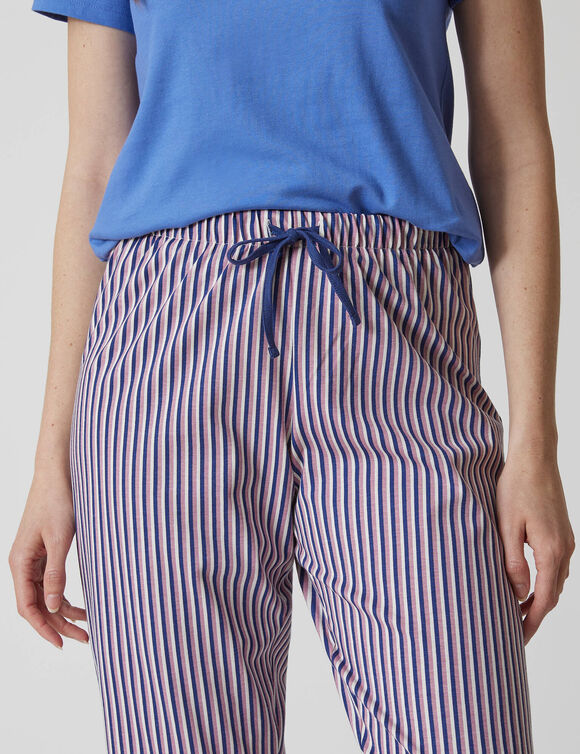 3/4-pyjamabroek in katoen met strepenprint (marine) 3/4-pyjamabroek in katoen met strepenprint (marine)